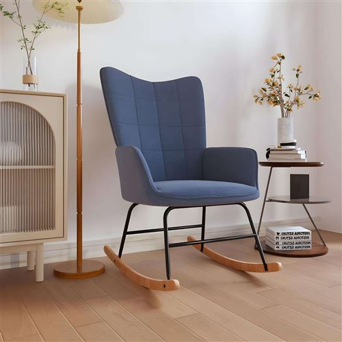 vidaXL - Fauteuil à bascule - Bois - Bleu - 98 cm - Image 3