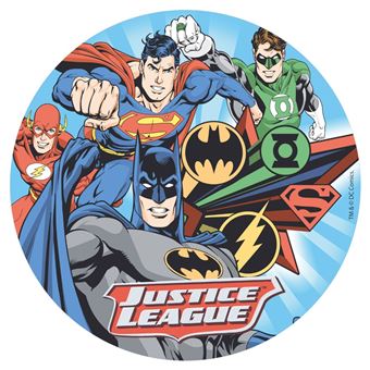 disque azyme justice league déco gâteau 20cm - dekora 160137 - 1