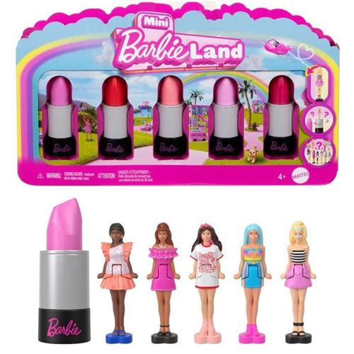 Barbie Coffret Mini Barbieland 6 Rouge A Levres Avec Mini Poupées - Jbd26