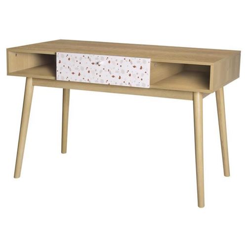 Bureau avec 1 tiroir - En panneaux de particules avec pietement en Bois massif - GARDENIA