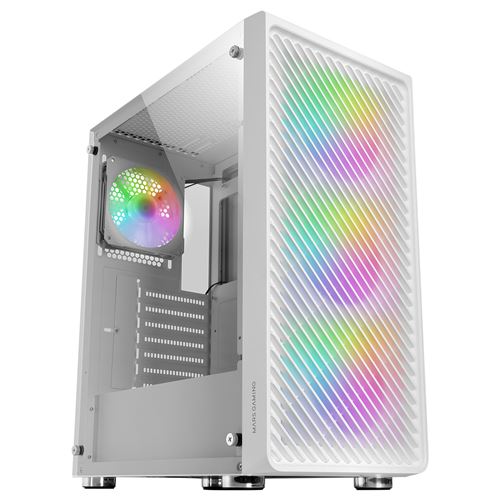 Mars Gaming MC-F, Semitorre Gaming ATX, Ventana Completa Cristal Templado, Frontal Metal-Mesh, 4x Ventiladores ARGB 120mm; Caja Semitorre PC Negro o Blanco