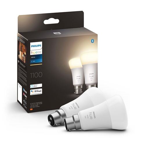 Pack de 2 ampoules connectées Philips Hue White B22 75W Blanc