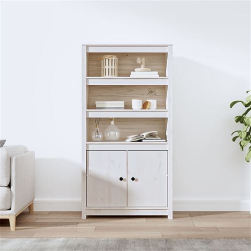 vidaXL Buffet haut Blanc 80x35x154 cm Bois massif de pin