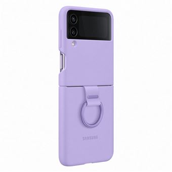 Coque en silicone avec anneau pour Samsung Galaxy Z Flip 4 Lavande