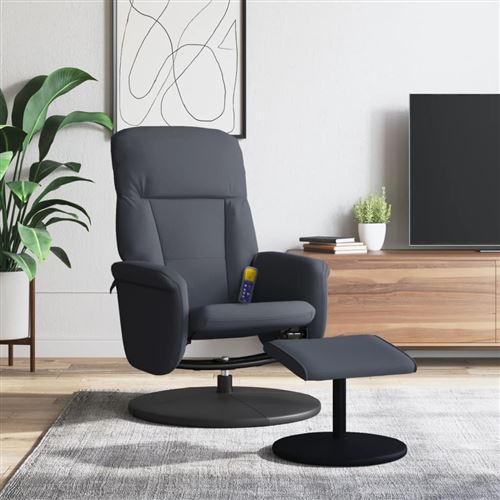 vidaXL Fauteuil de massage, relaxation met voetenbank velours gris foncé