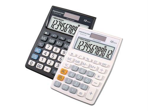 MEDIACOM M-DC2719C - Calculatrice de bureau - 12 chiffres - panneau solaire, pile