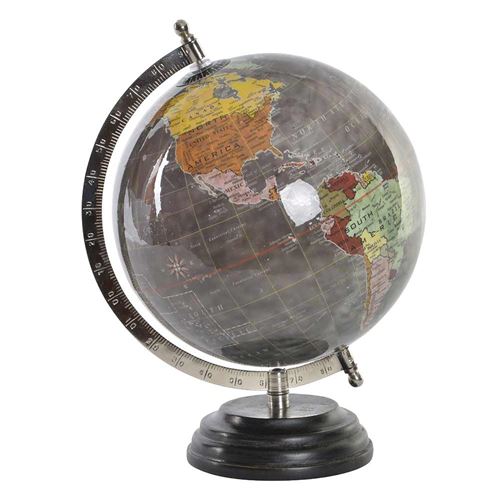 ITEM INTERNATIONAL Décoration Globe Terrestre - Gris - Hauteur 29 cm x diamètre 20 cm