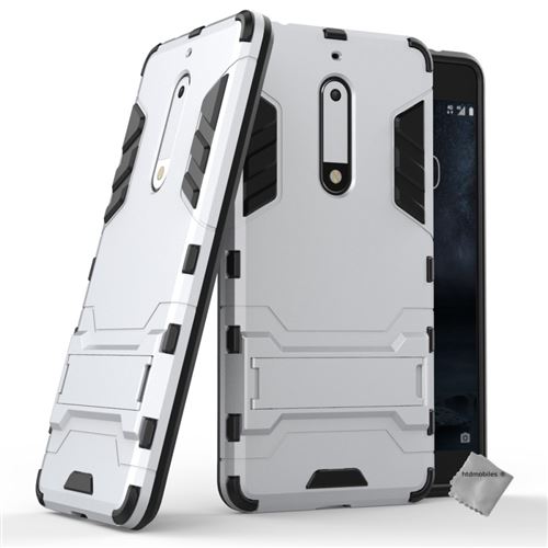 Housse etui coque rigide anti choc pour Nokia 5 avec film ecran - ARGENT