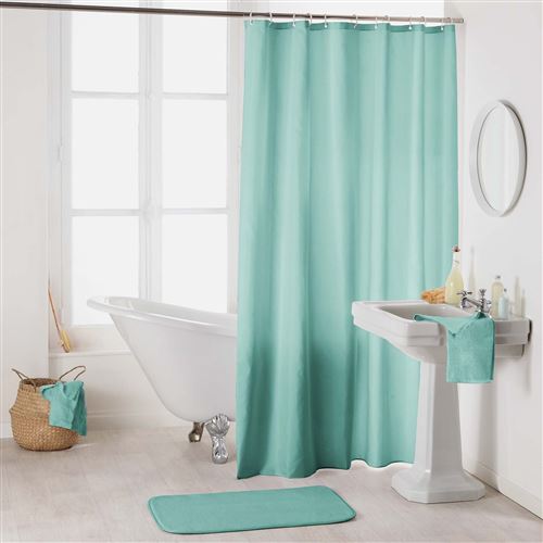 Rideau de douche avec crochets 180 x 200 cm polyester uni essencia Menthe