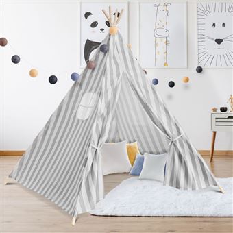 5 Sur Tipi D Indien Raye Gris Tente De Jeux Pour Enfant