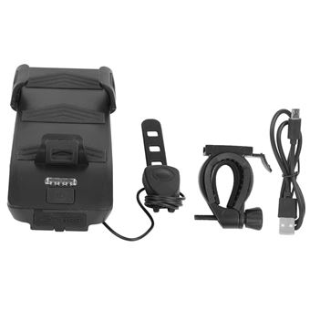 Lampe Vélo Multifonction 4 En 1 USB - Phare, Klaxon 130 DB, Support Téléphone, Batterie 4000mAh - Étanche