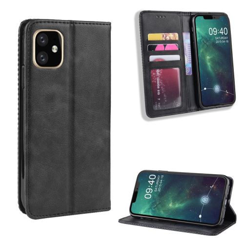 Etui en PU style vintage avec fente noir pour votre Apple iPhone 6.1 pouces (2019)