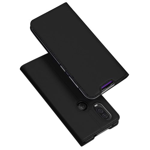 Etui en PU retourner noir avec support pour votre Motorola One Vision/P50