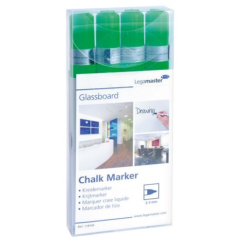 Marqueurs craie pour tableau en verre - Lot de 4 - vert