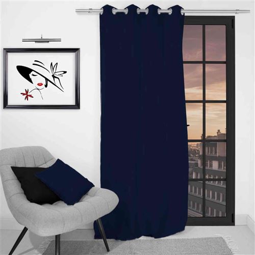 Rideau à oeillets infroissable Alix - 135 x 250 cm - Bleu