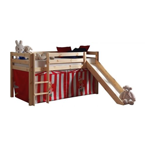Paris Prix - Lit Enfant Avec Toboggan pino Cirque 90x200cm Naturel