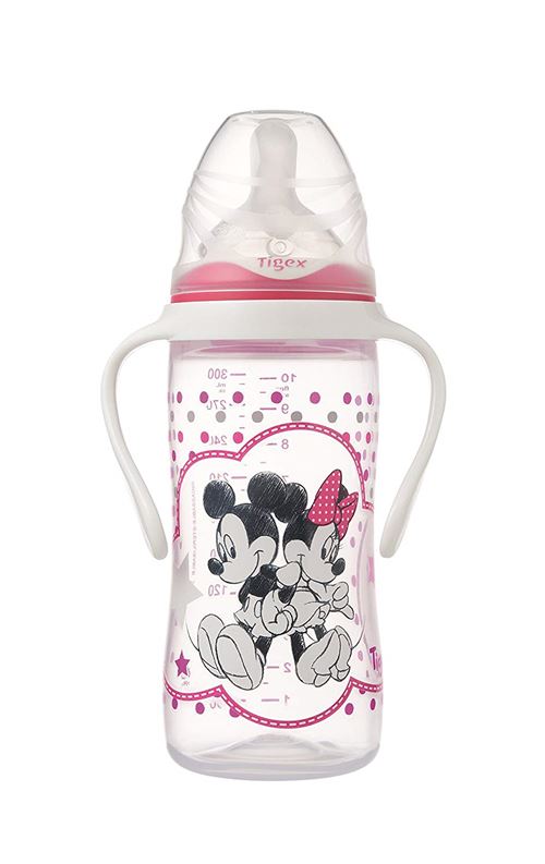 Tigex Intuition Biberon avec Poignée Transparent Motif Minnie 300 ml