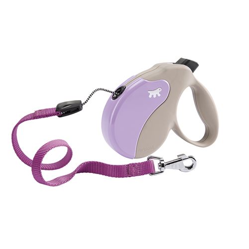 Laisse rétractable pour chiens AMIGO CORD SMALL, cordon rétractable, 5 mètres, max 15 kg, Lilas