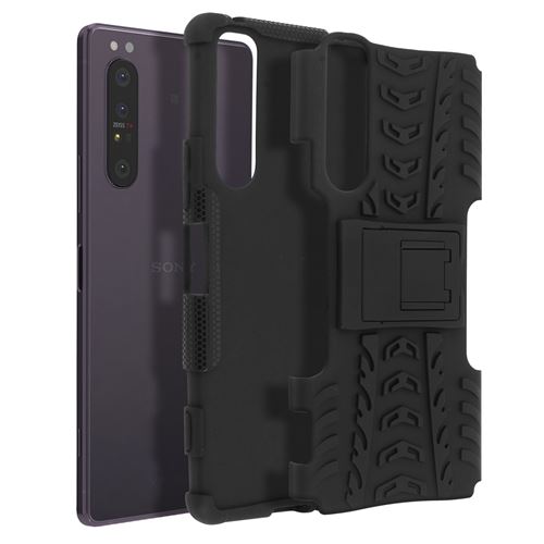 Coque pour Sony Xperia 1 2 Protection Bi-matière Antichoc Béquille Support Noir