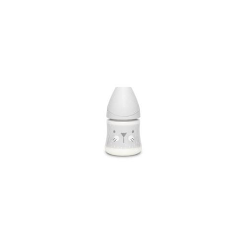 suavinex biberon 150ml tétine ronde débit lent - moustache gris