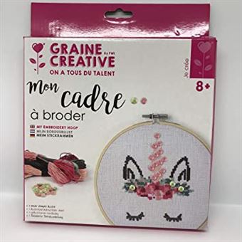 Kit Graine Créative tambour a broder licorne en bois ø 155mm