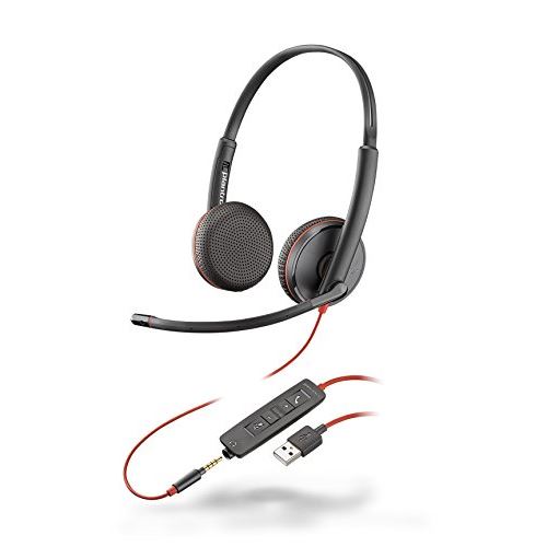Plantronics Blackwire 3225 Binaural Head-Band Black Headset – Headsets (Call Center/Office, Binaural, Head-Band, Black, IN-LINE Control, Wired)