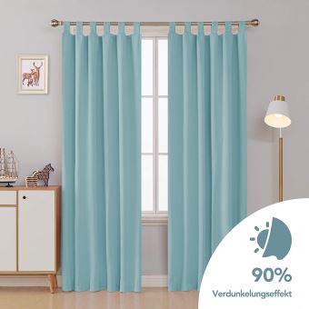 Deconovo Lot De 2 Rideau Isolant Anti Froid Rideaux Occultants Thermiques Chambre Salon Design Moderne A Pattes 107x242cm Bleu Ciel Achat Prix Fnac