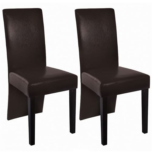 vidaXL Chaise de salle à manger 2 pcs Cuir artificiel Marron foncé
