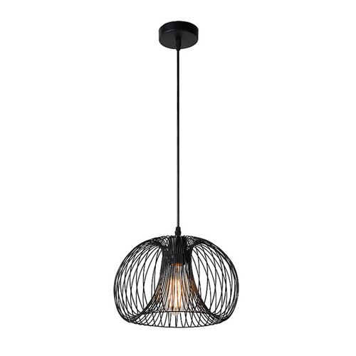 Suspension filaire boule en métal noir diamètre 30cm Vinti noir noir