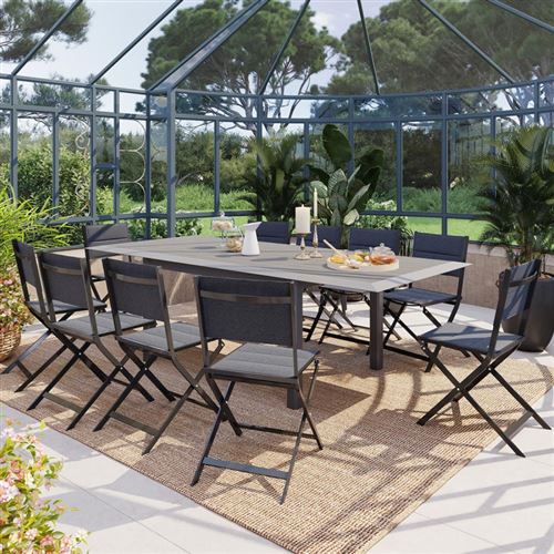 Hespéride - Table de jardin extensible 10 Personnes effet bois Allure - L. 160/254 cm - Gris - Allure