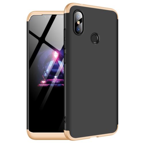 Coque en TPU détachable 3-pièces matte dur or/noir pour votre Xiaomi Redmi Note 6 Pro