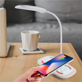 2 en 1 LED Table lampe de bureau USB Light Qi chargeur sans fil de charge  Pad pour iphone - Achat & prix