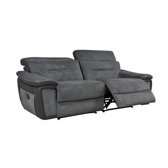 Canapé 3 Places Relax En Microfibre Et Simili Parua Gris