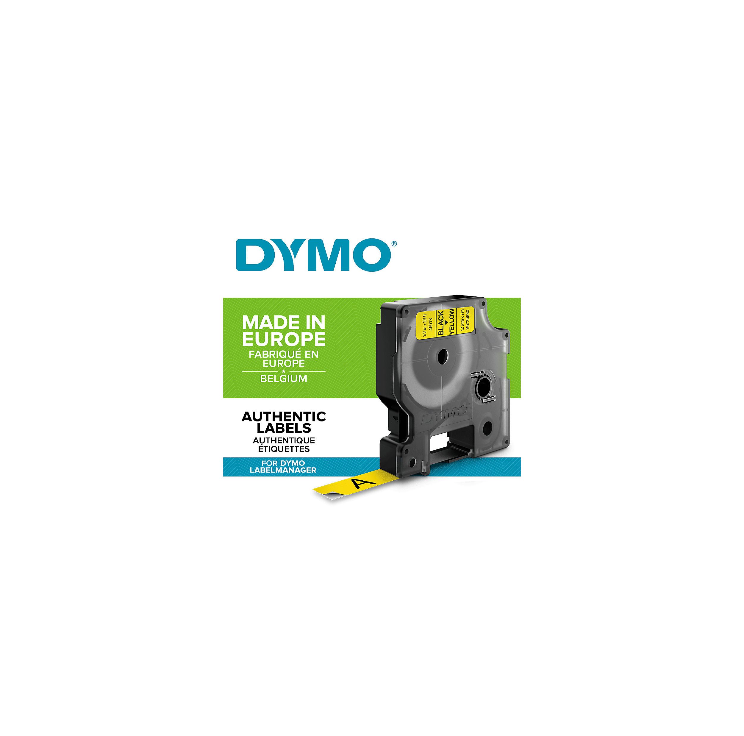 DYMO D1 - Auto-adhésif - noir sur jaune - Rouleau (1,2 cm x 7 m) 1  cassette(s) bande d'étiquettes - pour LabelMANAGER 100, 160, 210, 220, 260,  280, 300, 360, 420, Wireless PnP; LabelPOINT 250 - Chemise sous-chemise et  rabat élastique - Achat & prix