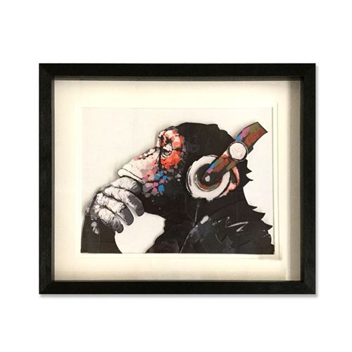 Tableau Frame Art singe musique 60x50cm Kare Design
