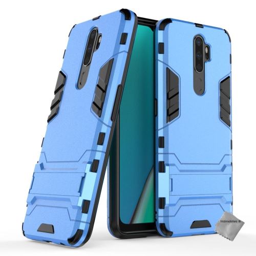 Housse etui coque rigide anti choc pour Oppo A9 (2020) avec verre trempe - BLEU CLAIR
