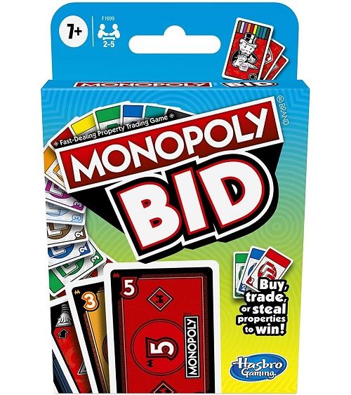 Monopoly Bid - F1699 - Jeu d'enchères Monopoly, Jeu de Cartes à Jouer Rapide pour 2-5 Joueurs