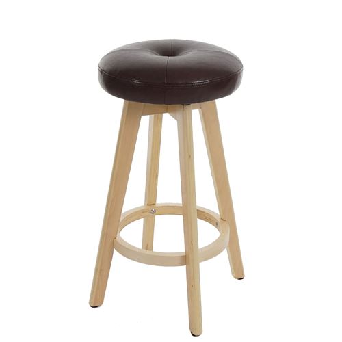 Tabouret de bar Navan bois similicuir rotatif bordeaux pieds clairs