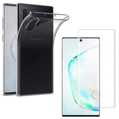 Coque pour Samsung Galaxy NOTE 10 PLUS et Verre Trempe - Protection Silicone Souple Ultra Mince Film Vitre Protection Ecran [Phonillico®]