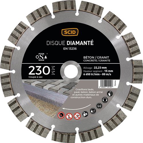 Disque diamanté béton granit prestige SCID - Diamètre 230 mm