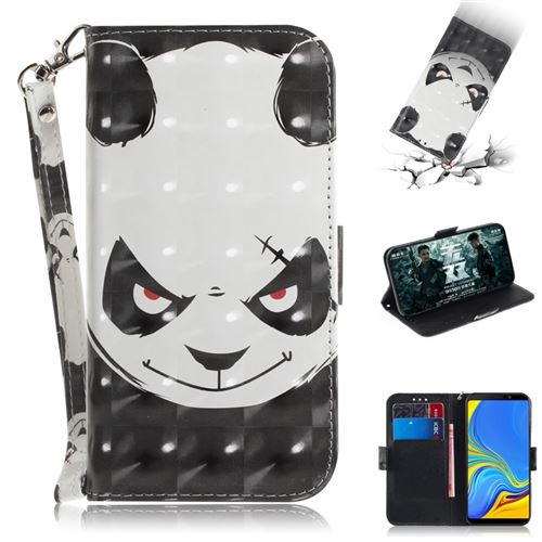 Etui en PU impression de motifs panda en colère pour votre Samsung Galaxy A9 (2018)/A9 Star Pro/A9s