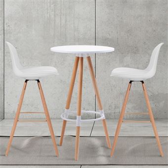 20 Sur Table Haute De Bar Ronde Scandinave Sara Blanche Achat