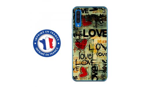 Coque souple pour Samsung Galaxy A50 avec impression Motifs Love Vintage