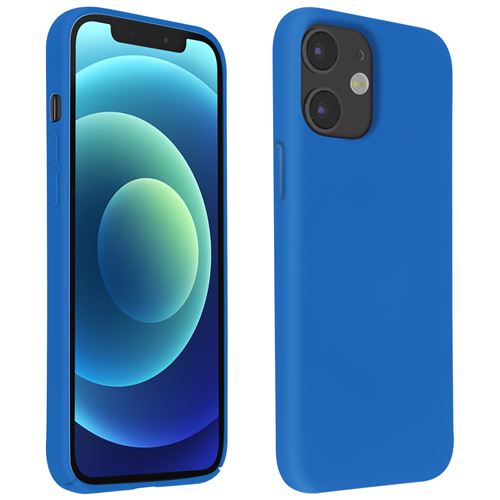 Avizar Coque iPhone 12 Mini Max Semi-rigide Finition Soft Touch Compatible QI Bleu