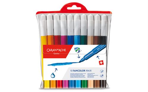 Pochette plastique de 10 feutres Caran d'Ache Fancolor Maxi