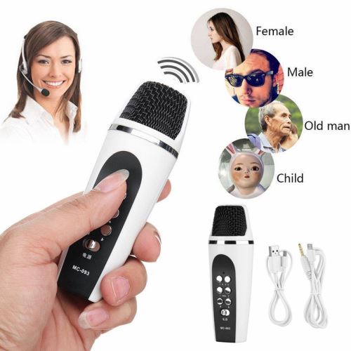 Changeur de voix mini microphone pour enfants, microphone de poche avec  déguiseur de voix en mode 4 sons pour prise audio 3,5 mm, machine à son
