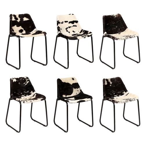 vidaXL Chaise de salle à manger 6 pcs Cuir véritable de chèvre