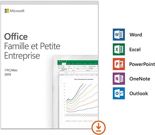 Microsoft Office Famille et Petite Entreprise 2019 - 1 MAC ou 1 PC - lié à votre compte Microsoft - Logiciel à télécharger