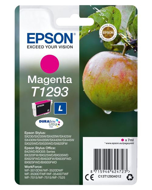 Epson T1293 7 ml original blister cartouche d'encre pour Stylus SX230 SX235 SX430 SX438 WorkForce WF 3010 3520 3530 3540 7015 7515 7525 - vue 1