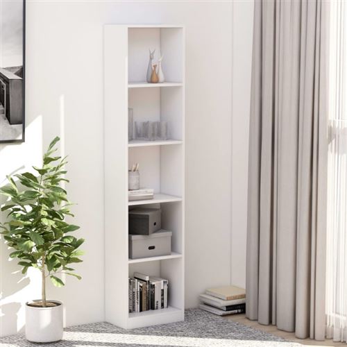 vidaXL Bibliothèque à 5 niveaux Blanc 40x24x175 cm Aggloméré